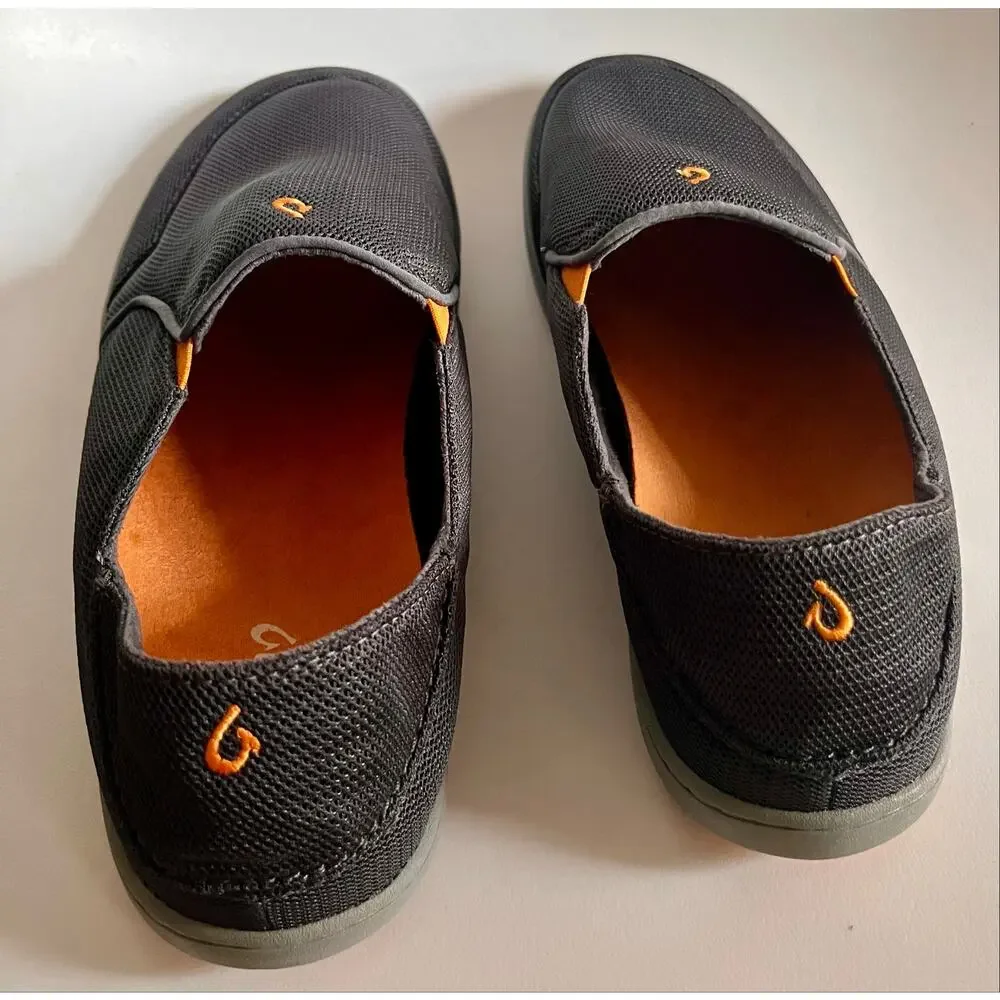 OluKai Nohea Mesh Men's 13 Gray Orange Slip On Shoes Drop In Heel 10188-4242